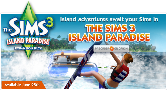 Банер The Sims 3 Райські Острови: Катання на водних лижах